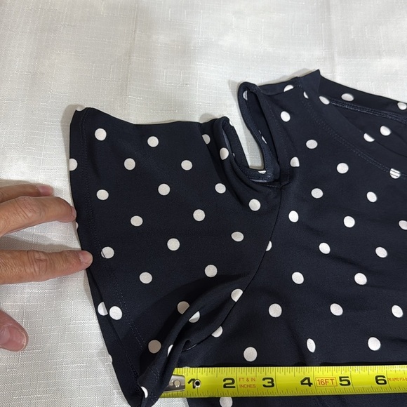(H1)The Limited Navy Blue Polka Dot Zip Up Off Shoulder Wide Leg Jumpsuit,Size S - Picture 10 of 16